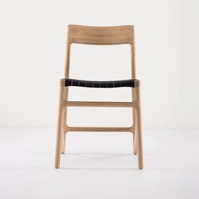 Sedia da pranzo in legno massiccio di quercia con seduta nera Fawn - Gazzda