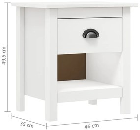 Comodini Hill 2 pz 46x35x49,5 cm Legno Massello di Pino