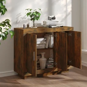 Credenza rovere fumo 92x35x75 cm in legno multistrato