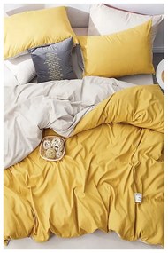 Lenzuolo matrimoniale in cotone giallo e panna / lenzuolo matrimoniale esteso 200x220 cm - Mila Home