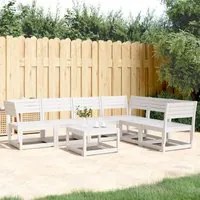 Set Divani da Giardino 6 pz Bianco in Legno Massello di Pino 3217016