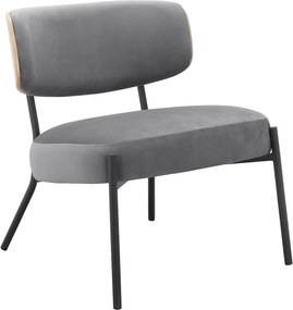 Poltrona in velluto grigio con poggiapiedi Jerry - Støraa