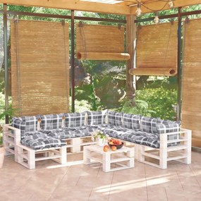 Set divani da giardino pallet 9 pz con cuscini in legno di pino