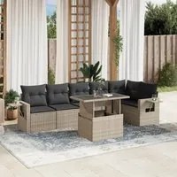 Set Divani da Giardino 7pz con Cuscini Grigio Chiaro Polyrattan 3267922