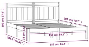 Giroletto Nero 150x200 cm King in Legno Massello