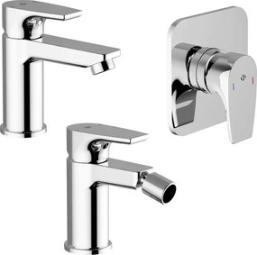 Set miscelatore lavabo bidet e doccia ad incasso cromo lucido con piletta - Zyra