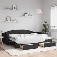 Divano Letto Estraibile con Cassetti Nero 90x200 cm in Tessutocod mxl 106667