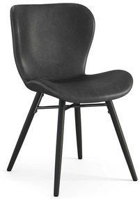 ALTEA ecopelle Nera (Grigio Scuro)/gambe nere - MODERNA SEDIA PER SALONE/SOGGIORNO/CUCINA/UFFICIO