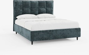 AURO letto imbottito con vano contenitore e testiera capitonné alta in ciniglia Oeko-Tex®