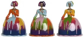 Statua Decorativa Home ESPRIT Multicolore Dama 21 x 16 x 25 cm (3 Unità)