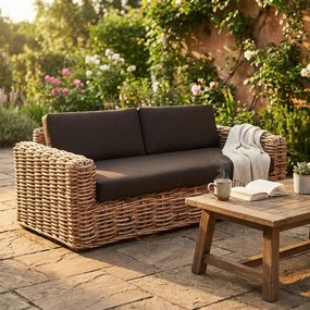 ROSEUS - divano da giardino 2 posti completo di cuscino intreccio in rattan naturale