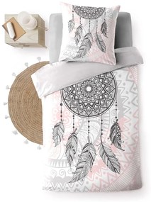 Biancheria da letto in cotone bianco e rosa per letto singolo 140x200 cm Namaste - douceur d'intérieur