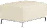 Pouf Beige Poggiapiedi Imbottito In Vera Pelle Rettangolare Minimalista Moderno