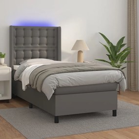 Giroletto Molle Con Materasso E Led Grigio 80x200cm Similpelle /