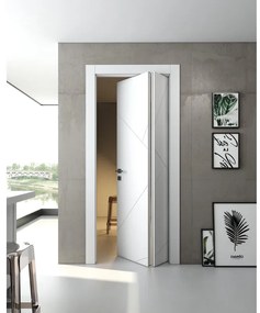 Porta pieghevole a libro asimmetrica Venezia bianco L 70 x H 210 cm destra