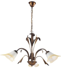 Lampadario Neoclassico Lampadario Lucrezia marrone 3x E14 marrone paralume marrone 3x E14