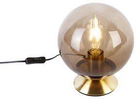 Lampada da tavolo in ottone con vetro fumé - PALLON