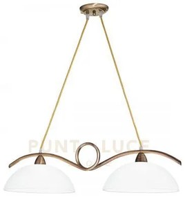Lampadario a sospensione halley brunita 2 luci attacco e27 76x30x110cm