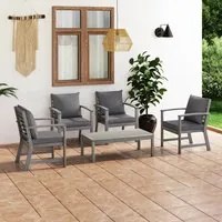 Set Divani da Giardino 5 pz con Cuscini in Legno Acacia Grigio 3057785