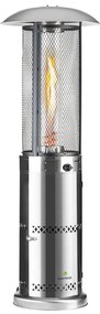 blumfeldt Radiante da terrazza Goldflame Deluxe 36.000 BTU/11 kW vetro temperato mobile in acciaio inossidabile argento