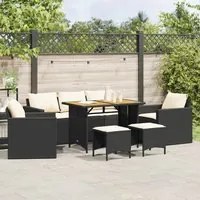 Set Divano da Giardino 6 pz con Cuscini Nero in Polyrattan 3213556