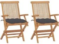 Sedie da Giardino con Cuscini Antracite 2 pz Massello di Teak 3062502