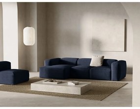 Divano angolare blu scuro (con penisola a sinistra/con chaise lounge) con rivestimento in velluto a coste Bergamo – Cosmopolitan Design