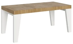 Tavolo allungabile 90x180/440 cm Naxy Mix piano Quercia Natura - gambe Bianco Frassino