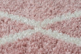 Tappeto BERBER TROIK A0010 cerchio rosa / bianco Frange berbero marocchino shaggy