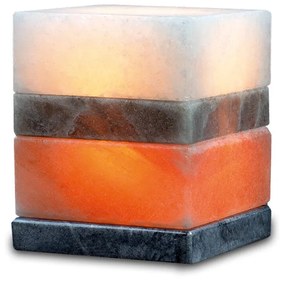 Lampada di Sale Himalayano Multicolore a forma di Cubo con base in marmo 4Kg