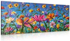 Quadro su tela – Fiori colorati sul prato