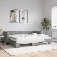 Divano Letto Estraibile Materassi Grigio Chiaro 80x200 Tessuto 3196591