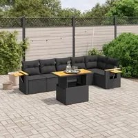 Set Divani da Giardino con Cuscini 7pz Nero Polyrattan 3273526