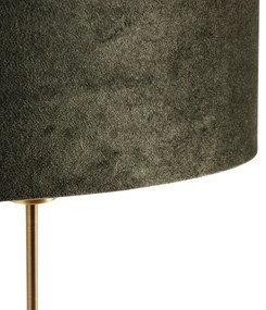 Tafellamp brons met ovale velours kap groen 35cm - Parte