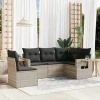 Set Divano da Giardino 5pz con Cuscini Grigio Chiaro Polyrattan 3252509