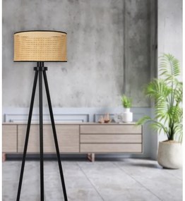 Duolla - Lampada con piedistallo ROLLER 1xE27/15W/230V diametro 45 cm rattan/nero