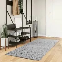 Tappeto Shaggy a Pelo Lungo Moderno Grigio 80x200 cm 375252