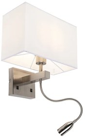 Lampada da parete intelligente in acciaio con paralume bianco crema incl. Wifi P45 - Bergamo