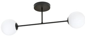 Plafoniera Moderna Morrigan 2 Luci In Acciao Nero E Sfere In Vetro Bianco