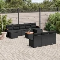 Set Divani da Giardino 11 pz con Cuscini in Polyrattan Nero 3226391