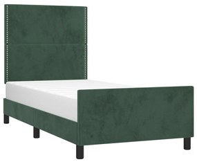 Giroletto con testiera verde scuro 90x190 cm in velluto