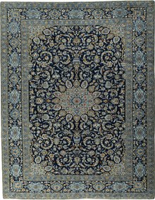 Kashan Tappeto 300 x 380 Blu (Iran) Annodato A Mano