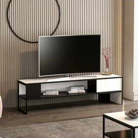 Mobile Porta TV 150x35x42 Con Anta E Vano A Giorno Concord Bianco E Nero