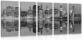 Quadri 5 pezzi – Città di Manhattan in bianco e nero