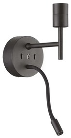 Ideal Lux - LED Lampada flessibile con supporto SET UP 1xE27/42W+LED/3W/230V USB nero