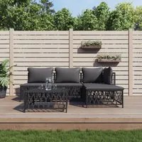 Set Salotto da Giardino 5 pz con Cuscini in Acciaio Antracite 3186855