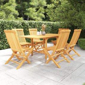 Set Da Pranzo Da Giardino 7 Pz İn Legno Massello Di Teak /