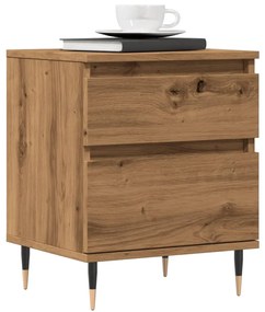 Comodini 2pz Rovere Artigianale 40x35x50 Cm Legno Multistrato /