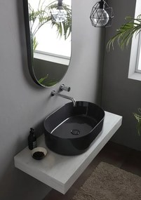 Lavabo da appoggio Open OLYMPIA CERAMICA ovale in ceramica L 60 x H 17 x P 40 cm grigio lucido piletta non inclusa