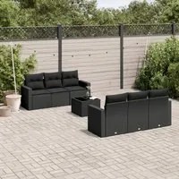 Set Divani da Giardino con Cuscini 7pz Nero Polyrattancod mxl 87483